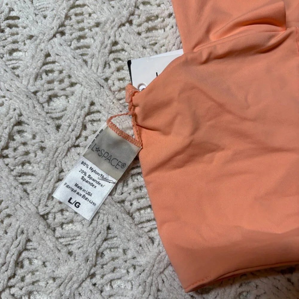 L*Space Parker Top Tangy Orange‎ Deep V Swim Top Women’s Size L NWT